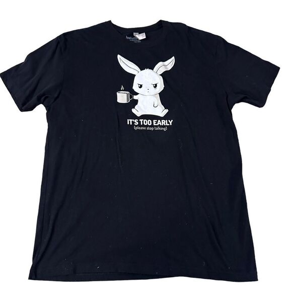 Tee Turtle ~ Set of 2 ~ Black Tshirt w/ Bunny ~ size XL ~ lightweight - Picture 4 of 12